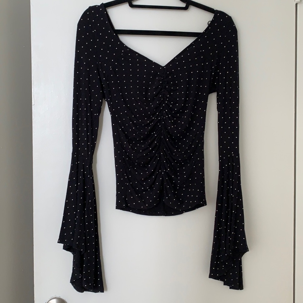 Free people ruched long sleeve with trumpet sleeves